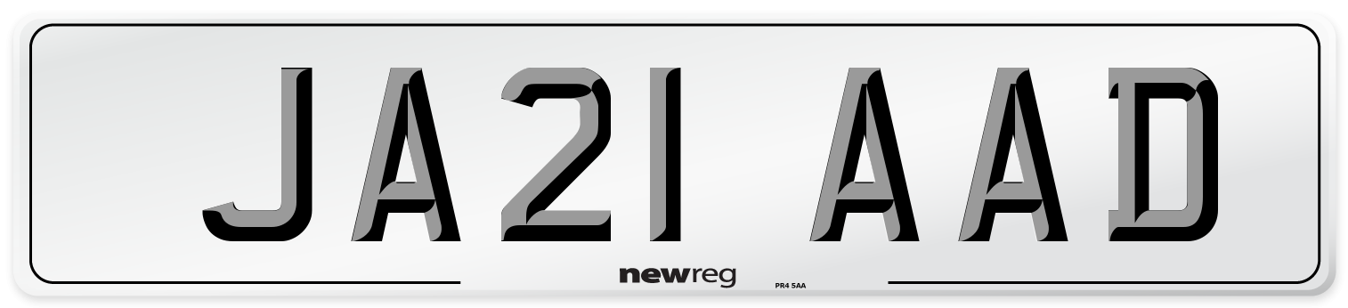 JA21 AAD Number Plate from New Reg